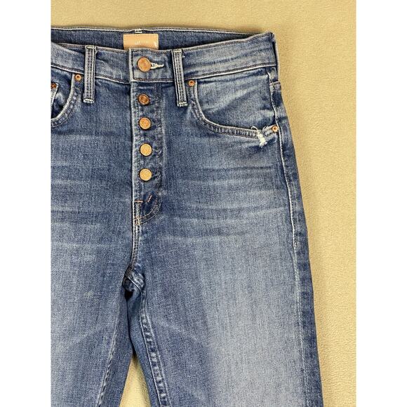 Mother Jeans Womens 24 Blue The Pixie Tomcat Crop‎ Distressed Mid Rise Denim - Picture 3 of 15